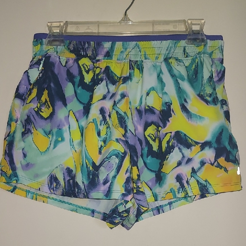 Tek Gear Women's Running Shorts Medium Workout 3.5" Inseam Blue, Yellow, Purple